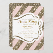 Gold and Blush Glitter-Look Invitation (Front/Back)