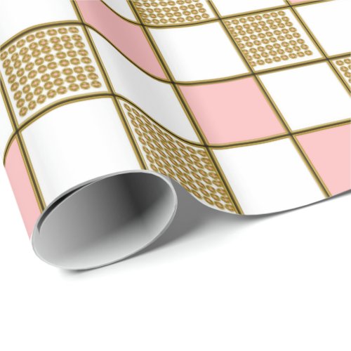 Gold and blush pink design squares Wrapping Paper