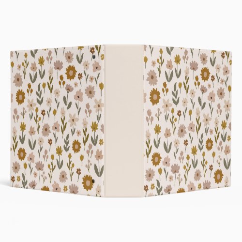 Gold and blush pink flowers on beige background  3 ring binder