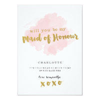 Gold and Blush Will You Be My Maid of Honor? Card