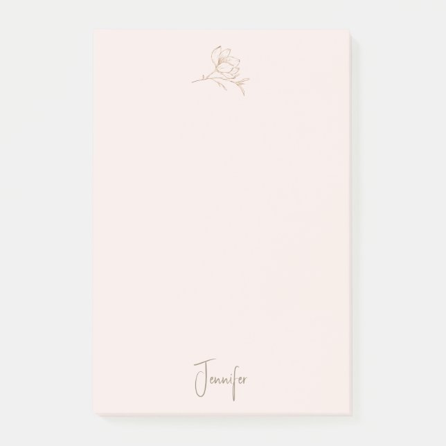 Gold and Blush Women's Floral Post-it Notes (Front)