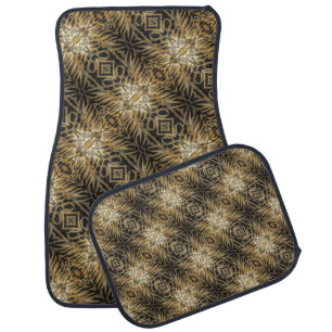 Gold and Brown Abstract Diagonal Stripe Energetic Car Floor Mat