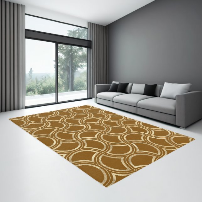 Gold and Brown Art Deco Pattern Rug (Insitu (Indoor 3))