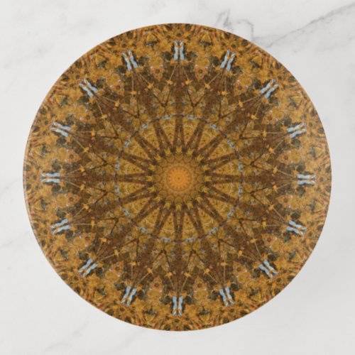 Gold and Brown Autumn Mandala Art Trinket Tray
