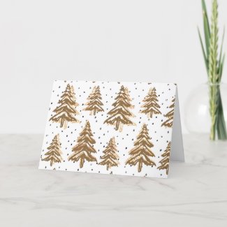 Gold And Brown Christmas Trees Card