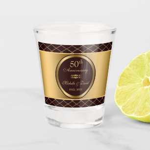 Gold And Brown Diamond Shapes Shot Glass