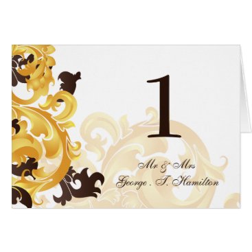 "gold and brown" Elegant table seating card