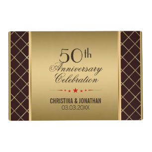 Gold And Brown Geometric Design- 50th Anniversary Placemat