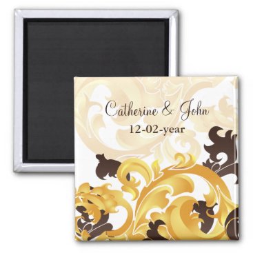 "gold and brown" Save the date magnet
