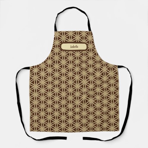 Gold and Brown Star Anise All_Over Print Apron