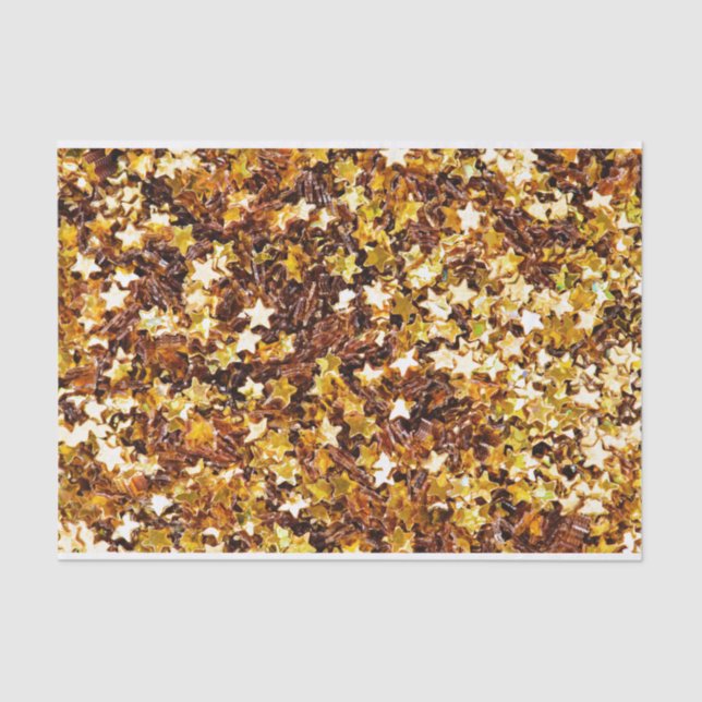 Gold And Brown Stars Pattern Tissue Paper (Front)