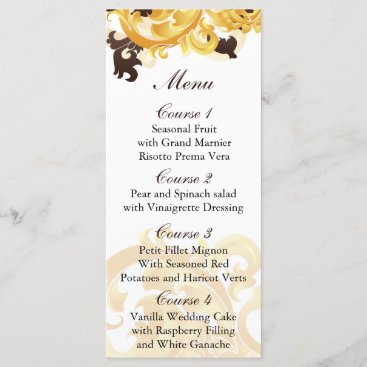 "gold and brown" Wedding menu