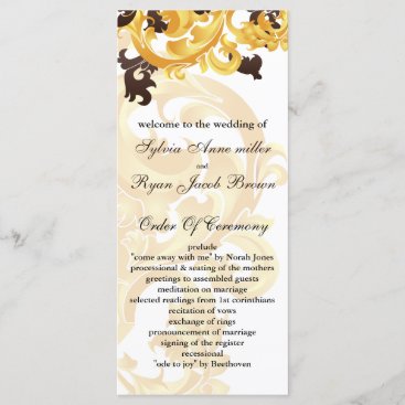 "gold and brown" Wedding program