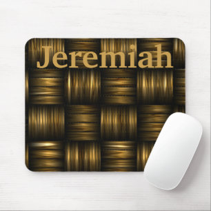 Gold and Brown Woven Metal Threads Customize Mouse Pad