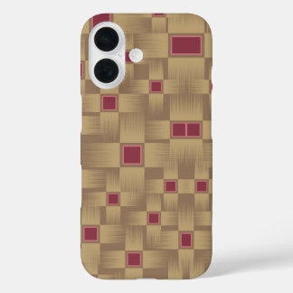 Gold and Burgundy Abstract Weave iPhone 16 Case