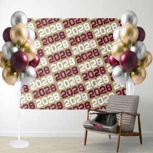 Gold and Burgundy Class Year Graduation Backdrop