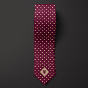Gold and Burgundy Classy Cat Monogram Neck Tie