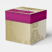 Gold and Burgundy Damask Posh Wedding Favor Box (Back Side)