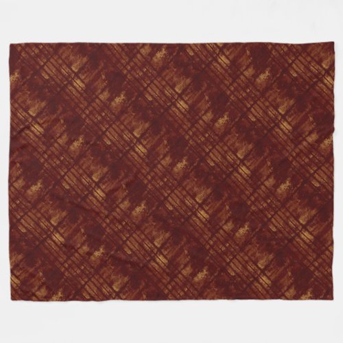 Gold and Burgundy Grungy Lines and Splashes Fleece Blanket