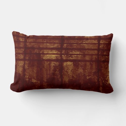 Gold and Burgundy Grungy Lines and Splashes Lumbar Pillow