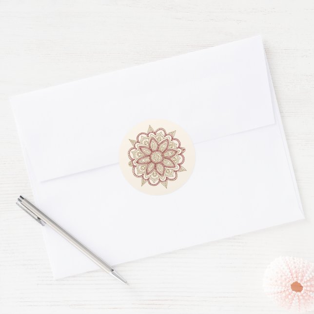 Gold and Burgundy Henna Mehndi Envelope Seal (Envelope)