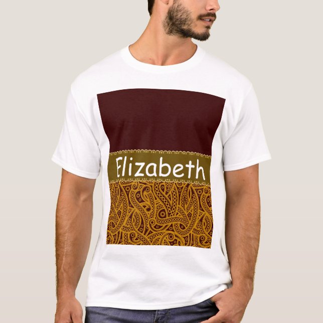 Gold and Burgundy Paisley T-Shirt (Front)