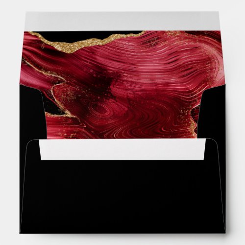 Gold and Burgundy Red Agate Wedding Envelope