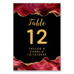 Gold and Burgundy Red Agate Wedding Table Number