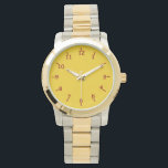 Gold and Burgundy Watch<br><div class="desc">You'll show off your good taste if you purchase this classic watch with a yellow-gold face and dark red numbers.</div>