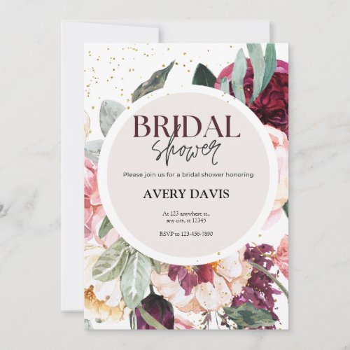 Gold and Burgundy Watercolor Aesthetic Bridal Show Save The Date