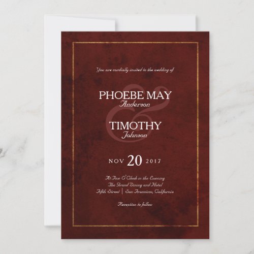 Gold and Burgundy Wedding Invitation