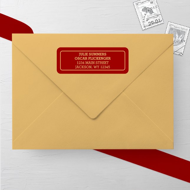 Gold and Burgundy Wedding Return Address Label (Creator Uploaded)
