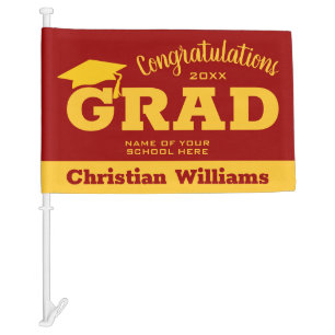 Gold and Cardinal Graduation Car Flag