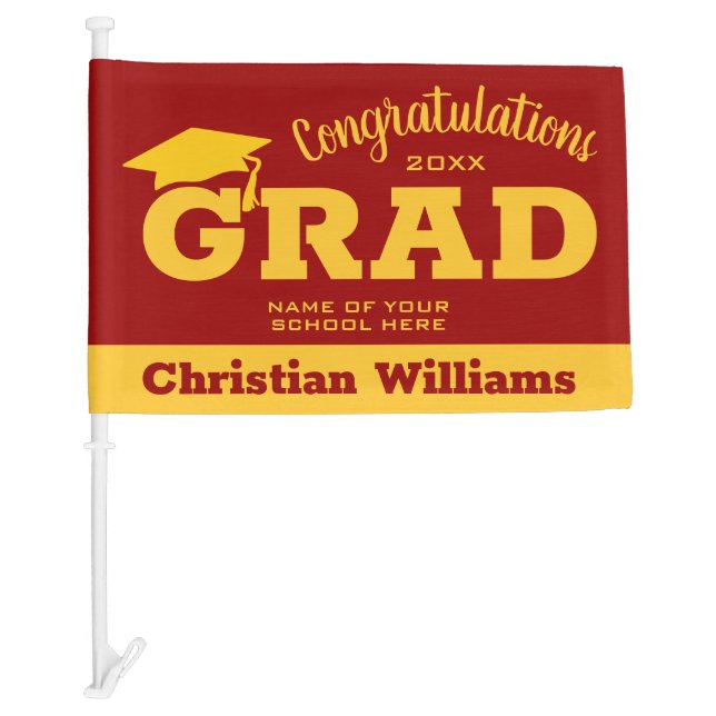 Gold and Cardinal Graduation Car Flag (Front)