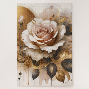 Gold and Cashmere Rose Jigsaw Puzzle