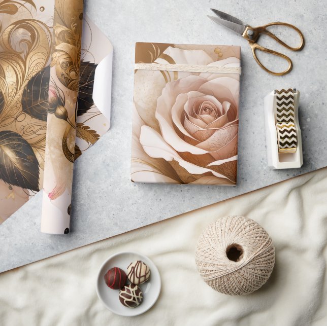 Gold and Cashmere Rose Wrapping Paper (Crafts)