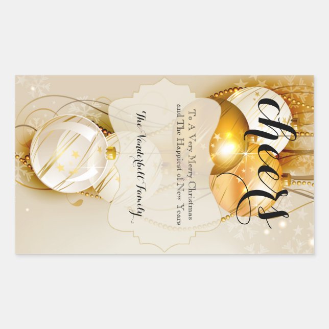 Gold and Champagne Christmas Wine Bottle Label (Front)