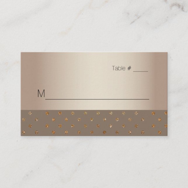 Gold and Champagne Wedding Escort Card (Front)