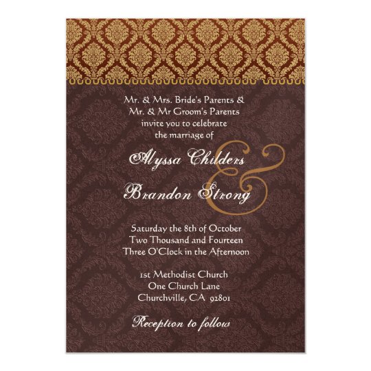 Gold and Chocolate Damask Wedding Template