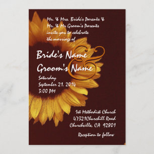 Gold and Chocolate Sunflower Wedding Invitation