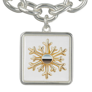 Gold and Chrime Zipper Pull Charm Bracelet