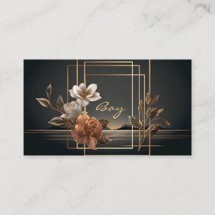Gold and Copper Floral Midnight Twilight Landscape Business Card