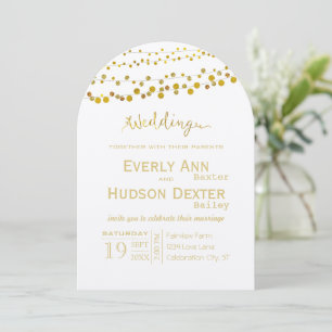 Gold and Copper Garland Modern Font Wedding Invitation
