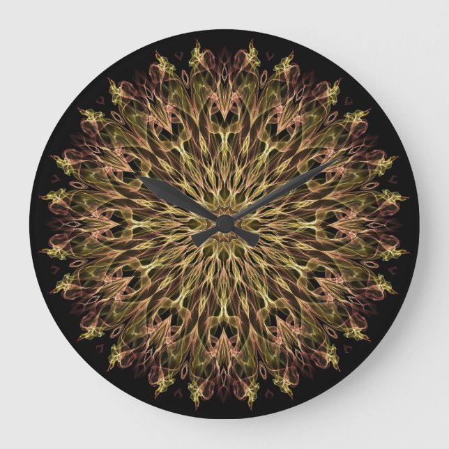 Gold and Copper Kaleidoscope Large Clock (Front)