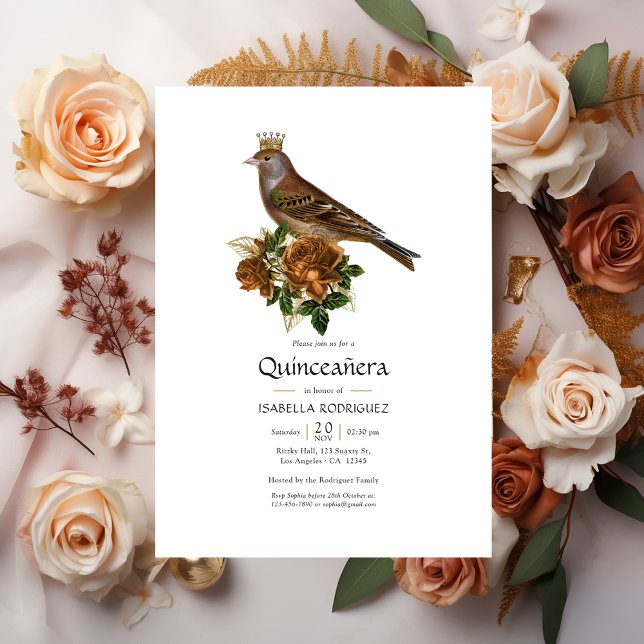 Gold and Copper Vintage Chic Quinceañera Invitation (Creator Uploaded)