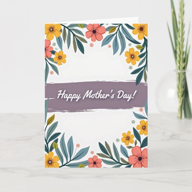 Gold And Coral Happy Mothers Card (Front)