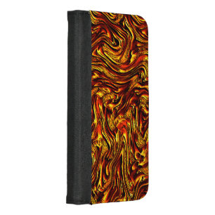 Gold and coral or vivid red texture iPhone 8/7 plus wallet case