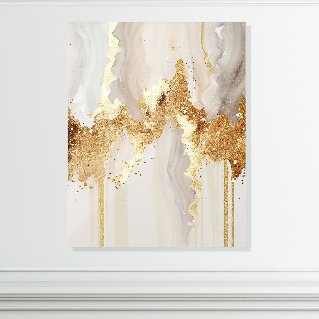 Gold and Cream Abstract Metallic Wall Art Acrylic Photo Tile (Creator Uploaded)