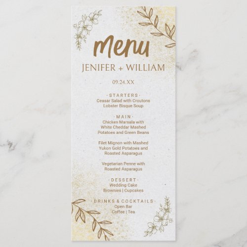 Gold And Cream Elegant and Delicate Dinner Menu