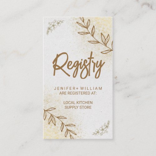 Gold And Cream Elegant and Delicate Gift Registry Enclosure Card